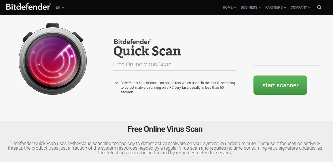 Bitdefender Quick Scan web Bitdefender Quick Scan
