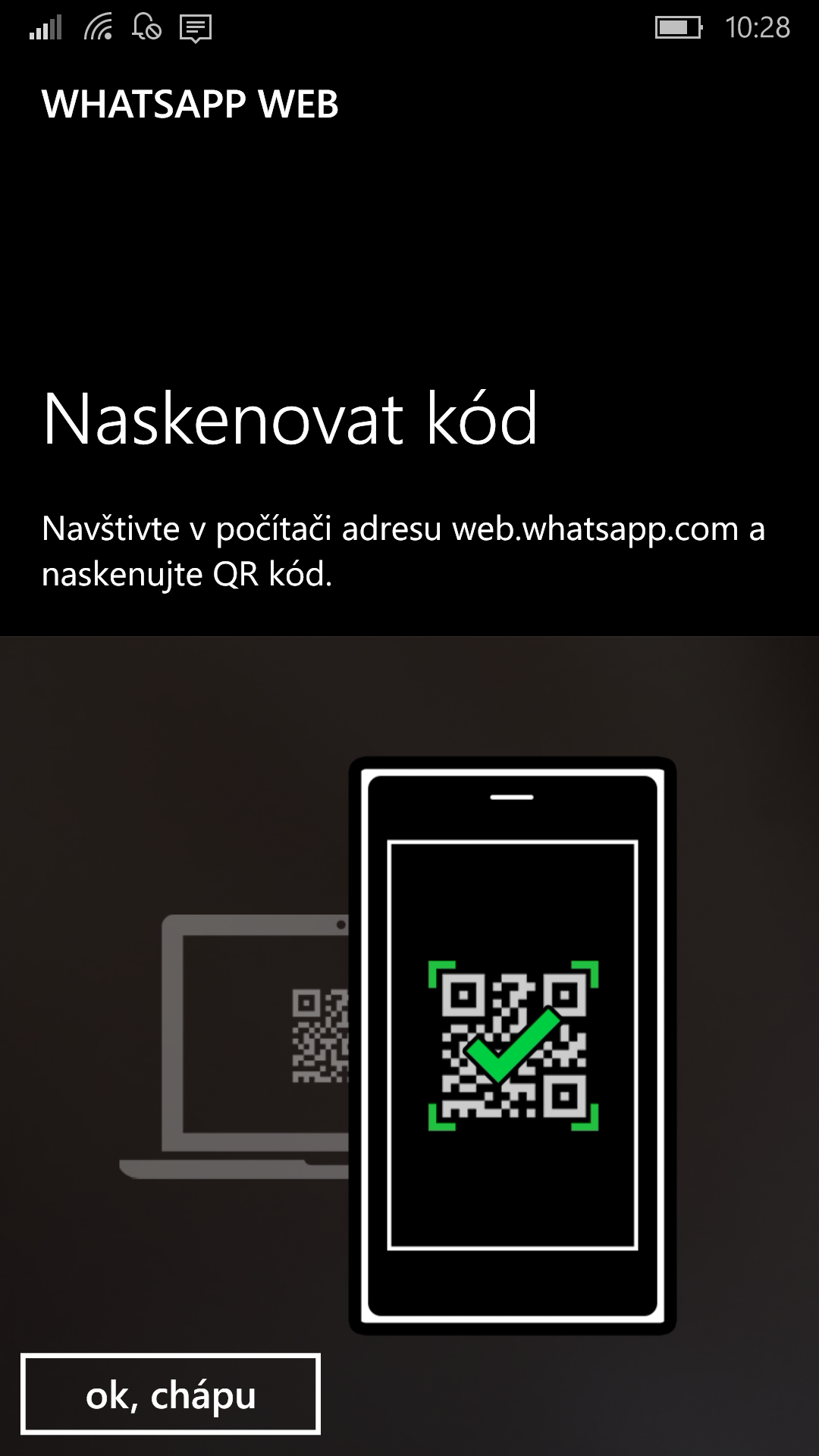 Skenování kódu WhatsApp Web Skenování kódu WhatsApp Web