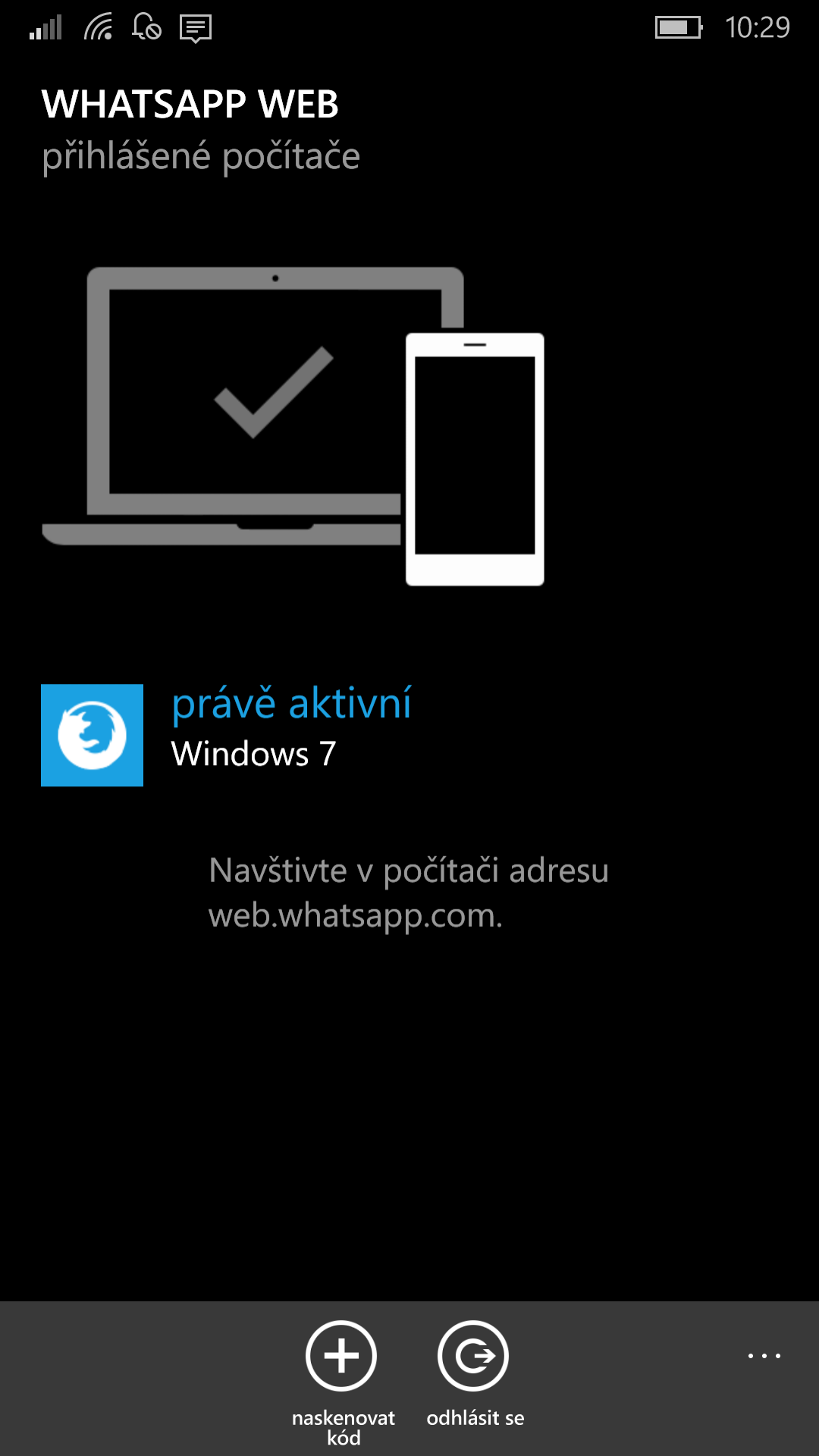 Propojení WhatsApp web Propojení WhatsApp web