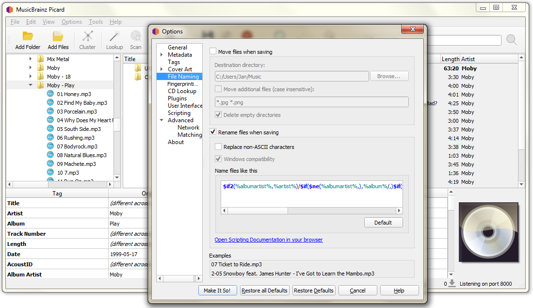 MusicBrainz Picard nastavení tagů MusicBrainz Picard nastavení tagů