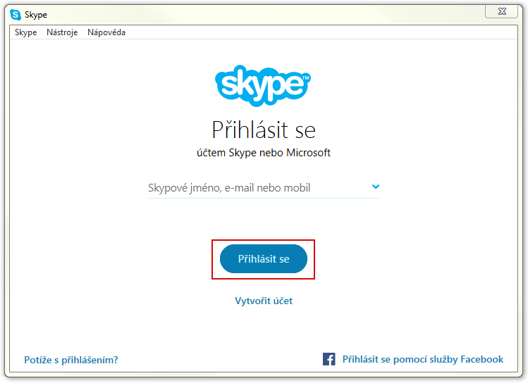 Přihlášení na Skype Přihlášení na Skype
