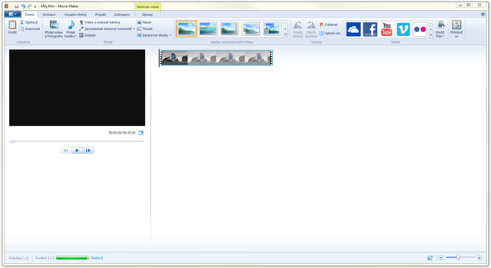 Prostředí programu Windows Movie Maker Prostředí programu Windows Movie Maker
