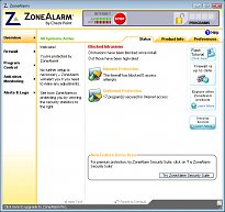 Vzhled starší verze ZoneAlarm Free Vzhled starší verze