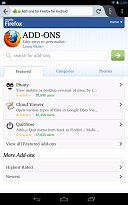 Množství doplňků Mozilla Firefox (mobilní) Množství doplňků