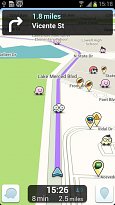 Přehledná navigace Waze (mobilní) Přehledná navigace