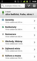 Pohodlné vyhledávání Mapy.cz (mobilní) Pohodlné vyhledávání