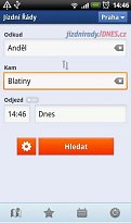 Vyhledávání Jízdní řády (mobilní) Vyhledávání