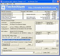 Široké možnosti Technitium MAC Address Changer Široké možnosti