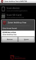 Testování Zoner AntiVirus Free (mobilní) Testování