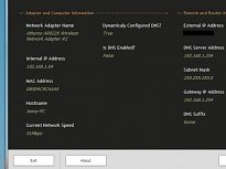 Přehled údajů IPConfig Přehled údajů