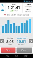 Statistika aktuálního tempa RunKeeper (mobilní) Statistika aktuálního tempa