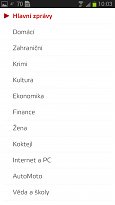 Kategorie Novinky.cz (mobilní) Kategorie