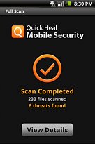 Nalezené hrozby Quick Heal Security (mobilní) Nalezené hrozby