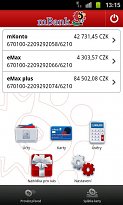 Prostředí aplikace mBank CZ (mobilní) Prostředí aplikace