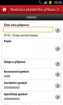 Realizace platebního příkazu mBank CZ (mobilní) Realizace platebního příkazu
