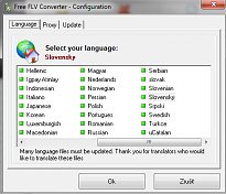 Nastavení jazyka Free FLV Converter & Downloader Nastavení jazyka