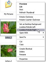Kontextové menu JPEG Lossless Rotator Kontextové menu