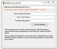 Vytvoření uživatele Antidrill Vytvoření uživatele