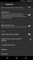 Nastavení sledování Firefox Focus (mobilní) Nastavení sledování
