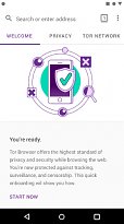 Úvodní obrazovka Tor Browser (mobilní) Úvodní obrazovka