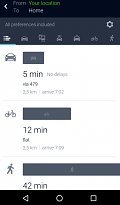 Volba dopravy HERE WeGo (mobilní) Volba dopravy