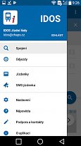 Menu Jízdní řády IDOS (mobilní) Menu